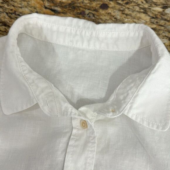 Poetry White Linen Lagenlook 1/2 Button Long Sleeve Shirt Top Size 8 - Picture 5 of 9